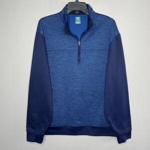 PRO TOUR Pullover Mens Large L Blue Textured 1/4-Zip Hidden Pockets Golf